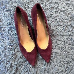 Marc Fisher Women's Burgundy Suede Pointed Toe Block Heels Size 10